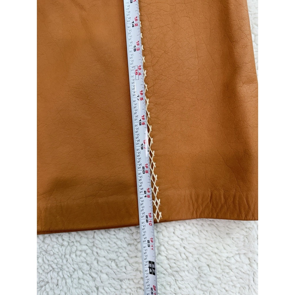 GAP 100% Genuine Leather Mini Skirt Size 8 Brown A-Line Western Y2K NWT - Picture 7 of 7
